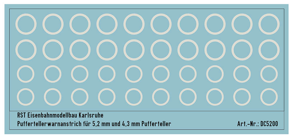 Abziehbild für weiße Pufferringe, Pufferwarnanstrich (Spur H0)