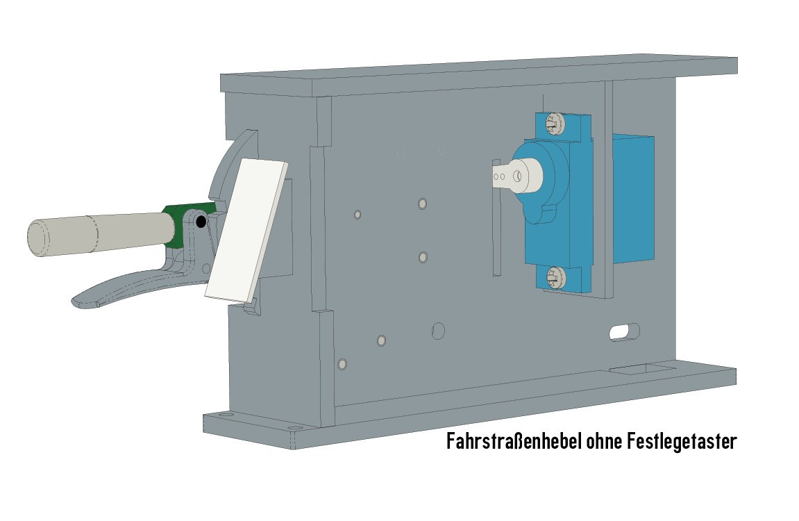 Fahrstraßenhebel für mechanisches oder elektromechanisches Stellwerk